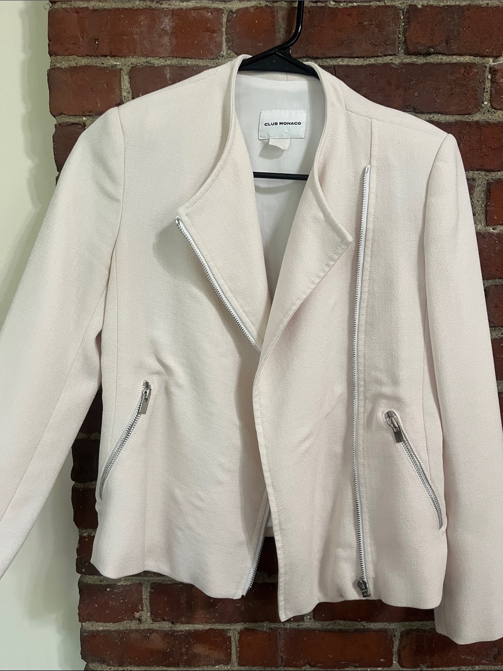 Club Monaco Women's Cream Asymmetrical Zip Jacket